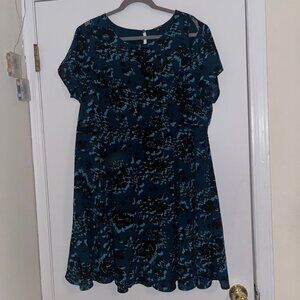 Torrid Plus Size Women's Floral Georgette Cutout Sleeve Skater Dress Size 20 2xl